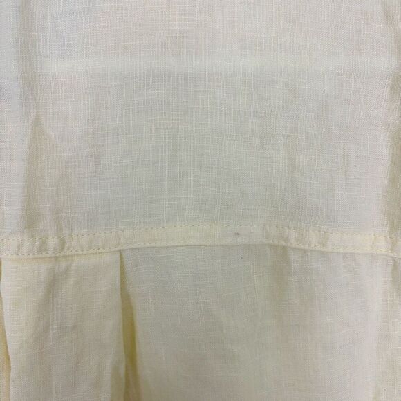 Quince Linen Camp Shirt Soft Yellow Collared Short Sleeve Button Front Top Size - Picture 9 of 11